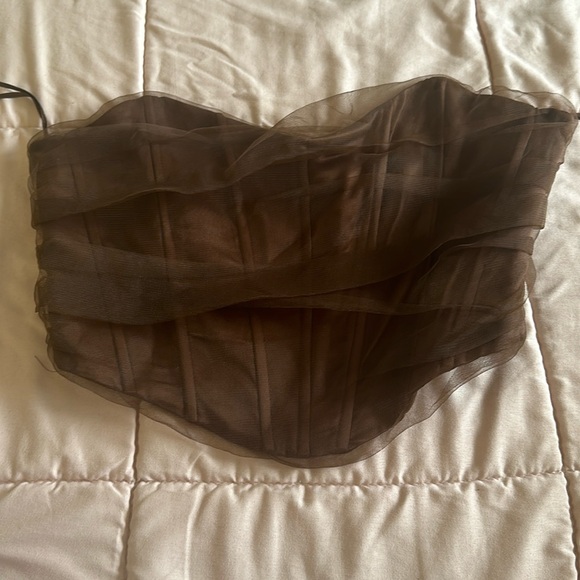 NWOT ZARA TULLE CORSET CROP TOP - Picture 5 of 7